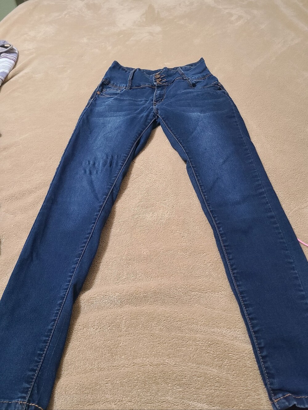 High-Rise Dark Blue Skinny Jeans for Women